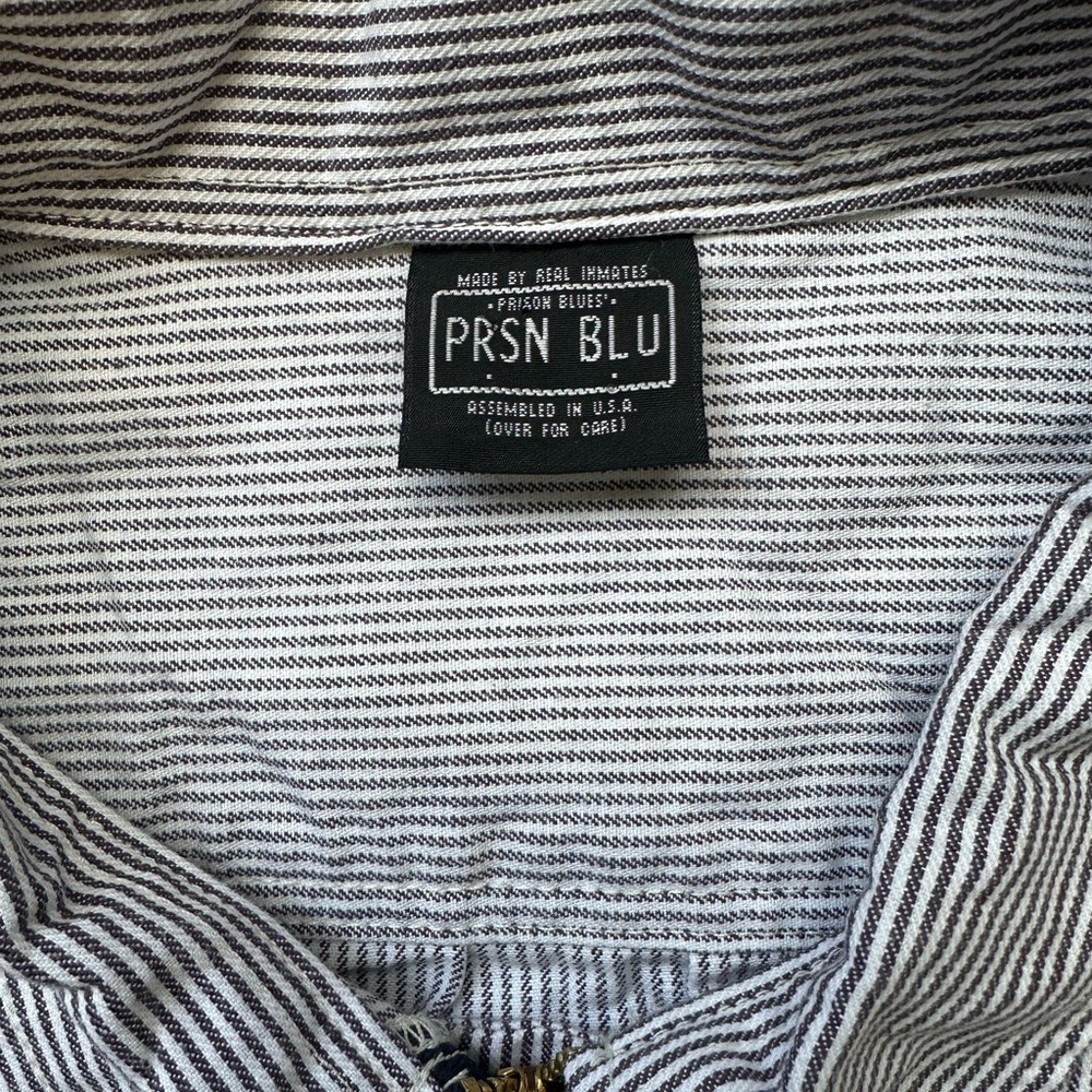 PRISON BLUES Hickory Stripe Work Shirt Half Zip Mens  2XL TALL Long Sleeve - Picture 5 of 9